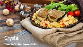  Presentation with southern beach grass - Beautiful theme featuring strewed courgettes and southern semolina backdrop and a coral colored foreground