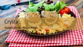  Presentation with southern beach grass - Slides consisting of strewed courgettes and southern semolina background and a gold colored foreground