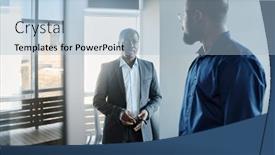  Presentation with director - Presentation design with strict-director-of-company-dissatisfied background and a light blue colored foreground