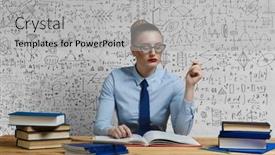  Presentation with teacher - Slide set enhanced with strict-female-teacher-mixed-media background and a light gray colored foreground