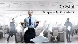  Presentation with teacher - Slide set enhanced with strict-female-teacher-mixed-media background and a white colored foreground