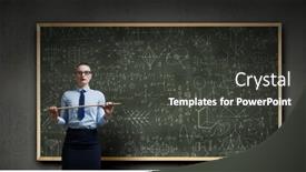  Presentation with teacher - Theme with strict-female-teacher-mixed-media background and a dark gray colored foreground