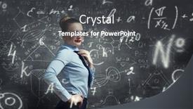  Presentation with teacher - PPT theme consisting of strict-female-teacher-mixed-media background and a dark gray colored foreground