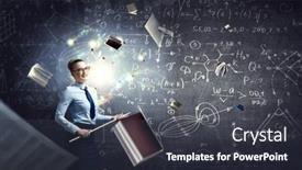  Presentation with teacher - Presentation theme with strict-female-teacher-mixed-media background and a tawny brown colored foreground