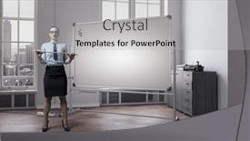  Presentation with female leader social media - Slides consisting of strict-female-teacher-mixed-media background and a light gray colored foreground