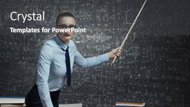  Presentation with female leader social media - PPT layouts having strict-female-teacher-mixed-media background and a dark gray colored foreground