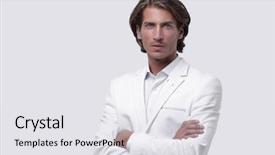  Presentation with business - Theme enhanced with strictness - closeup a strict business man background and a  colored foreground