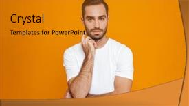  Presentation with yellow - Colorful slide set enhanced with strictness - image of bearded man 30s backdrop and a  colored foreground