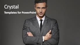  Presentation with gray - PPT theme featuring strictness - image of mature unshaved man background and a dark gray colored foreground