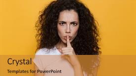  Presentation with curly fern sun - PPT layouts enhanced with strictness - image of strict woman 20s background and a  colored foreground