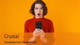  Presentation with arabian woman wearing hijab muslim - PPT layouts enhanced with strictness - portrait of strict woman 20s background and a  colored foreground