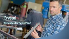  Presentation with metal manufacturer - Audience pleasing slides consisting of stright - workman holding metal ruler backdrop and a  colored foreground