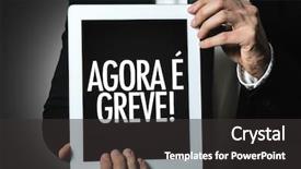  Presentation with now - Slide set enhanced with strike now in portuguese background and a dark gray colored foreground