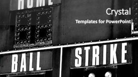  Presentation with scoreboard - Cool new PPT theme with striking - detail of baseball scoreboard score backdrop and a dark gray colored foreground