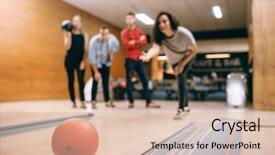  Presentation with pink 80sdisco ball - Slides consisting of striking - female bowler throws ball background and a lemonade colored foreground
