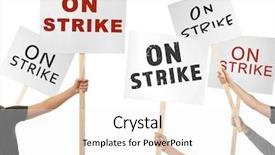  Presentation with holding people in hands - PPT theme featuring striking - people holding signboards with text background and a white colored foreground