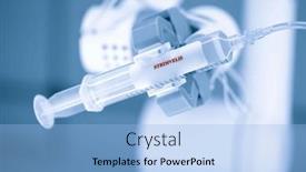  Presentation with gene - Slide set consisting of strimvelis-personalized-gene-therapy-syringe background and a light blue colored foreground