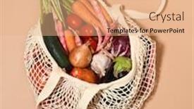  Presentation with bag - Presentation enhanced with string-bag-with-fresh-vegatables background and a coral colored foreground
