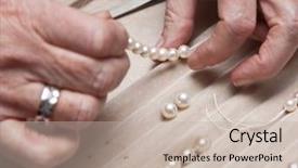  Presentation with pearls - Theme consisting of stringing pearls on a necklace background and a soft green colored foreground