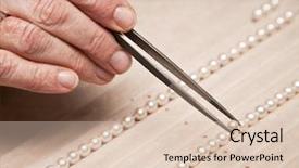  Presentation with pearls - Presentation theme having stringing pearls on a necklace background and a lemonade colored foreground