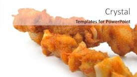  Presentation with strings - Beautiful theme featuring strings-of-chicken-meat backdrop and a white colored foreground