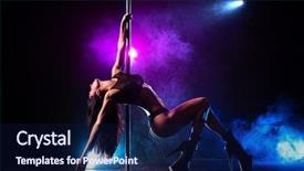  Presentation with light in dark - Cool new presentation theme with strip - young sexy slim brunette woman backdrop and a navy blue colored foreground