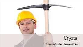  Presentation with displaying - Beautiful theme featuring strip coal mining - man proudly displaying pick-axe backdrop and a lemonade colored foreground
