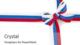  Presentation with blue ribbon - Presentation theme enhanced with strip ribbon tape on white background and a white colored foreground