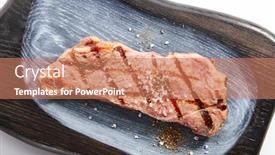  Presentation with beef steak bbq strip steak - Amazing presentation design having strip-steak-with-salt backdrop and a coral colored foreground