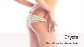  Presentation with torn down buildings - Amazing slide deck having strip tease - playful woman pulling down her backdrop and a  colored foreground