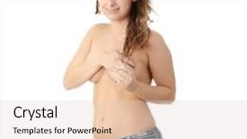  Presentation with blue - Beautiful PPT theme featuring strip tease - young topless caucasian woman backdrop and a  colored foreground