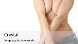  Presentation with blue - Slides with strip tease - young topless caucasian woman background and a  colored foreground