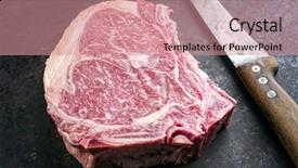  Presentation with wagyu - Cool new theme with stripe bottom - dry aged wagyu cote de backdrop and a coral colored foreground