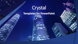 Presentation with tall building - Presentation design with stripe bottom - tall office building background and a navy blue colored foreground