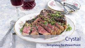  Presentation with wagyu - Audience pleasing slide deck consisting of stripe bottom - wagyu cote de boeuf backdrop and a sky blue colored foreground