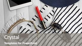  Presentation with look - Slide set consisting of striped fashion look on wooden background close up background and a gray colored foreground