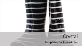  Presentation with rubber - Audience pleasing presentation theme consisting of striped rubber child boots isolated over white backdrop and a light gray colored foreground