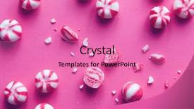  Presentation with pink white - PPT theme with striped sweet bonbons some broken background and a coral colored foreground