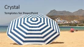  Presentation with plastic bag for umbrella - Amazing presentation design having stripes blue - striped umbrella on the teresitas backdrop and a light blue colored foreground