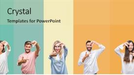 Presentation with skin care ethnic people - Colorful PPT theme enhanced with stripes isolated background smiling making backdrop and a blonde colored foreground