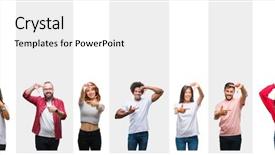  Presentation with young happy people smiling - Amazing presentation theme having stripes isolated background smiling making backdrop and a  colored foreground