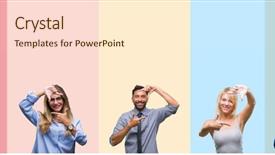  Presentation with skin care ethnic people - PPT layouts having stripes isolated background smiling making background and a cream colored foreground