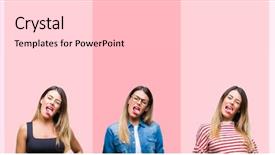  Presentation with collage - Cool new presentation with stripes isolated background sticking tongue backdrop and a lemonade colored foreground