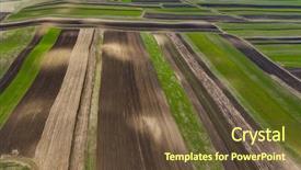  Presentation with crops - Beautiful presentation theme featuring stripes of agricultural parcels backdrop and a tawny brown colored foreground