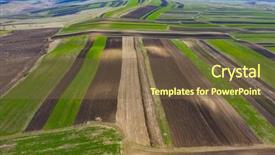  Presentation with crops - Presentation enhanced with stripes of agricultural parcels background and a tawny brown colored foreground