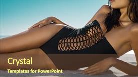  Presentation with black woman - Slide set featuring stripes sunbathing on white sand background and a tawny brown colored foreground