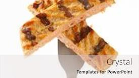  Presentation with burger - PPT theme enhanced with strips of grilled burger on a fork background and a light gray colored foreground