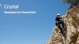  Presentation with climbing to top of mountain - Colorful PPT theme enhanced with strive - climbing a ferrata route backdrop and a teal colored foreground