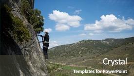  Presentation with route - Amazing presentation design having strive - climbing a ferrata route backdrop and a tawny brown colored foreground