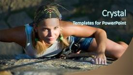  Presentation with rock climbing - Beautiful presentation theme featuring strive - image of blonde lady climbing backdrop and a wine colored foreground